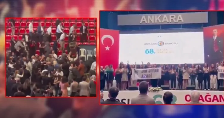 Ankara Barosu Kongresi’nde terör propagandası! Ortalık bir anda savaş alanına döndü