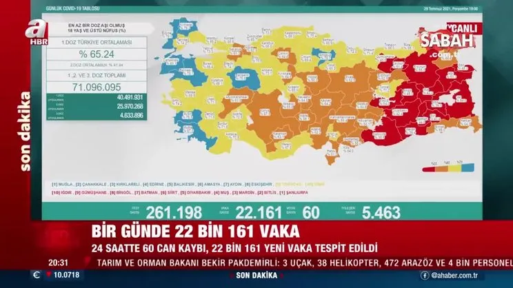 SON DAKİKA | 29 Temmuz koronavirüs verileri açıklandı! İşte Kovid-19 hasta, vaka ve vefat sayılarında son durum | Video