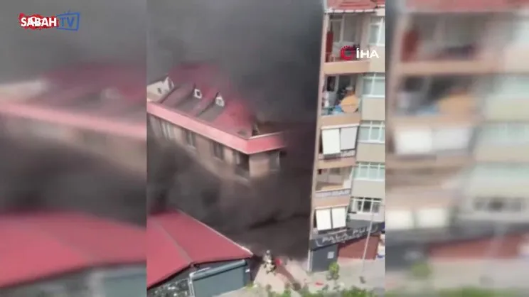 Ataşehir'de tamirhanede otomobil alev alev yandı, dükkan sahibi gözyaşlarına boğuldu | Video
