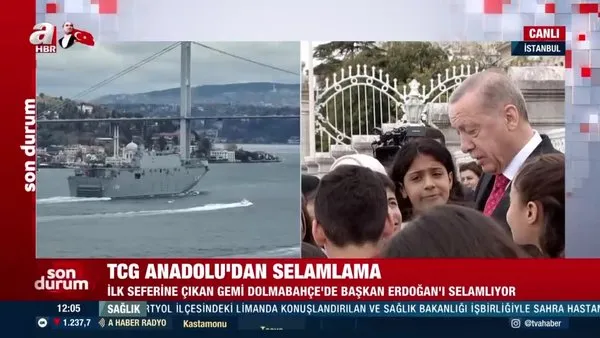 Dünyanın ilk SİHA gemisi TCG Anadolu yola çıktı! Başkan Erdoğan'ı selamladı | Video