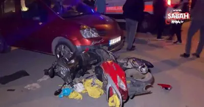 Otomobille motosiklet kafa kafaya çarpıştı: Motosiklet sürücüsü yaralandı | Video