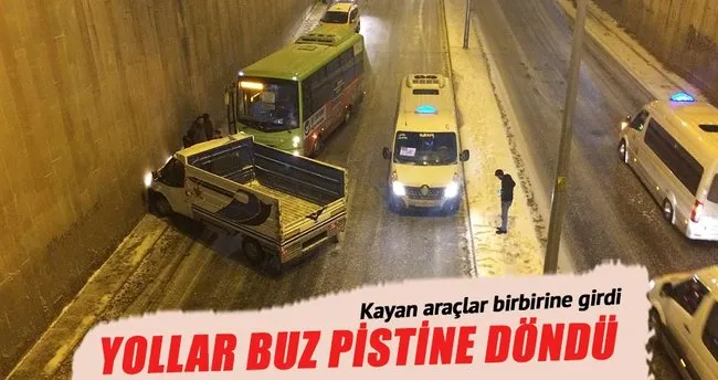Diyarbakır’da yollar buz pistine döndü