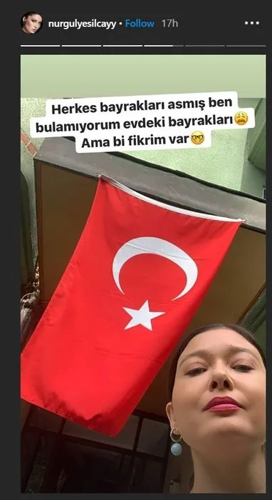 Nurgül Yeşilçay asacağı Türk Bayrağı’nı kendi yaptı! Nurgül Yeşilçay’ın paylaşımına beğeni yağdı...