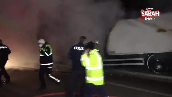 Bursa'da feci kaza! 2 kişi sıkıştıkları kamyonda yanarak can verdiler | Video