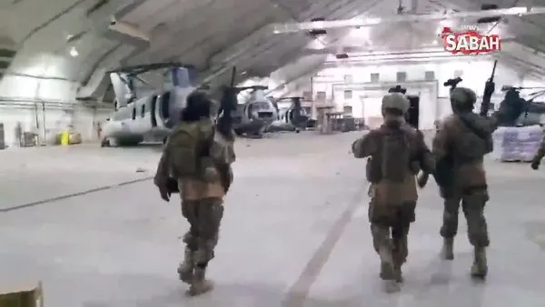 Kabil'de ABD'nin bıraktığı Chinook tipi dev helikopterlerin Taliban'ın eline geçme anı kamerada