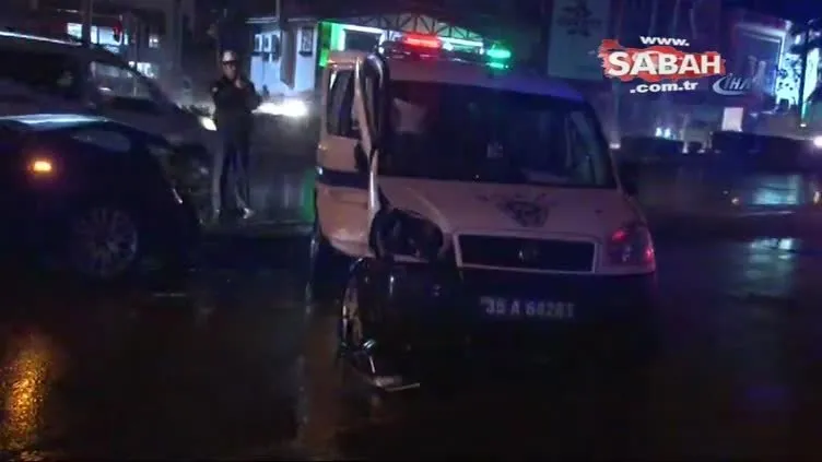 Otomobil kavşakta polis otosuna çarptı: 3 yaralı