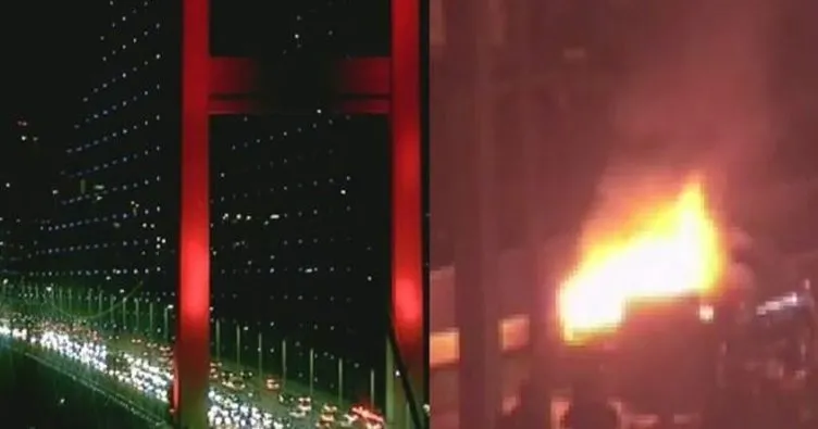 15 Temmuz Şehitler Köprü çıkışında yangın