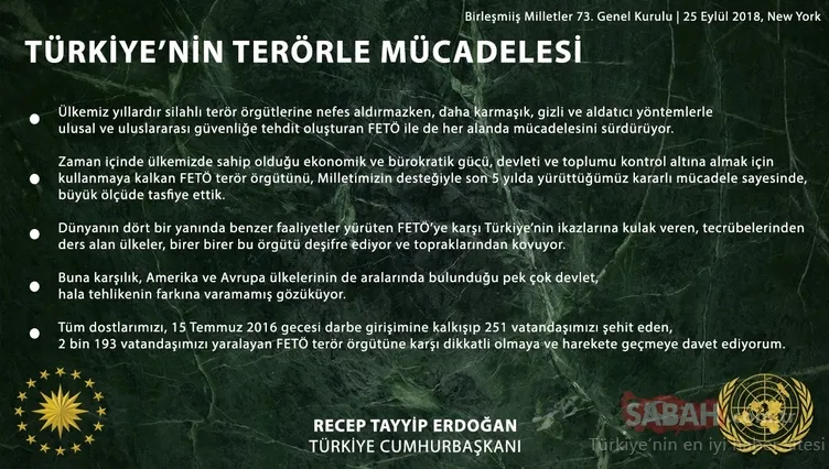 Başkan Erdoğan: Birleşmiş Milletler’i zulmün değil adaletin kaynağı haline getirmeliyiz.