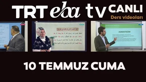 TRT EBA TV izle! (10 Temmuz 2020 Cuma) 'Uzaktan Eğitim' Ortaokul, İlkokul, Lise kanalları canlı yayın | Video