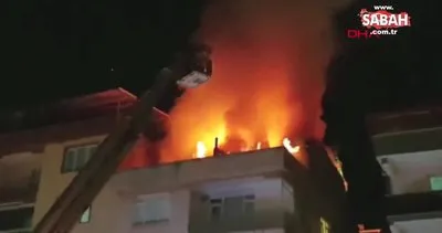 İnegöl’de 4 katlı apartmanın çatı katında çıkan yangın korkuttu | Video