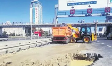 Tazyikli su D-100 karayolunu çökertti