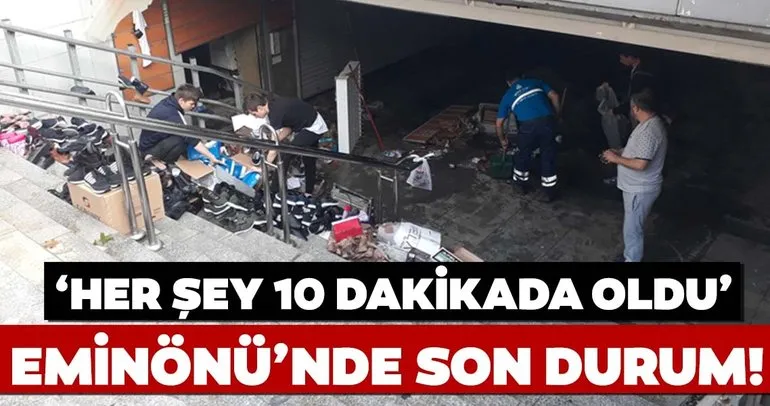 Eminönü'nde selin ardından son durum