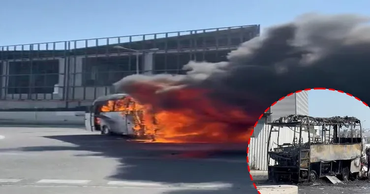 Arnavutköy’de feci olay! Servis minibüsü alev alev yandı: O anlar kamerada