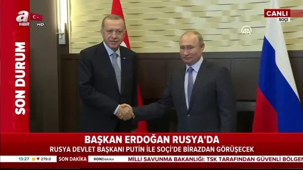 İşte Cumhurbaşkanı Erdoğan ve Putin'in Rusya'nın Soçi kentindeki tarihi görüşmesinden ilk görüntüler...