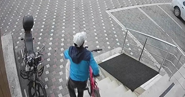 Ayakkabı ve bisiklet hırsızı kameradan yakalandı