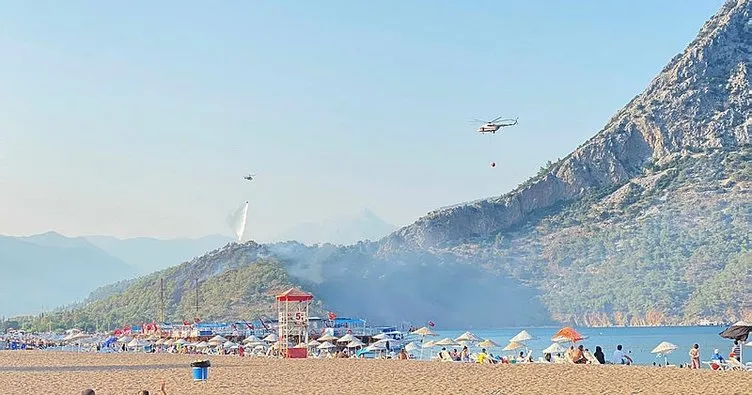 Antalya’da Adrasan Sahili’ne yakın bölgede çıkan orman yangınına müdahale ediliyor