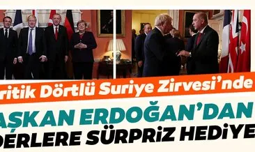 Başkan Erdoğan, Dörtlü Zirve’de liderlere ’Stratejik İttifakın Güçlü Üyesi Türkiye’ kitabını hediye etti