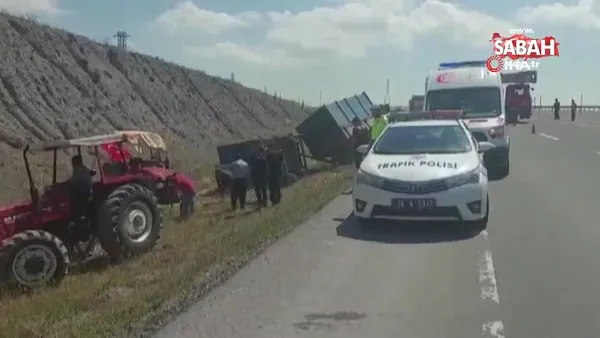 Traktör şarampole devrildi: 1 yaralı | Video