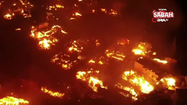 Kastamonu'daki 43 evin kül olduğu yangın böyle görüntülendi