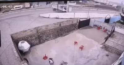 Cizre’de kamyonetin elektrik direğine çarptığı anlar kamerada #sirnak