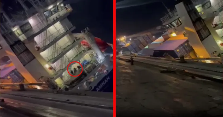 Tonlarca kilogramlık yük gemisi yan yattı: Yüzlerce konteyner suya düştü! İşte o anlar...