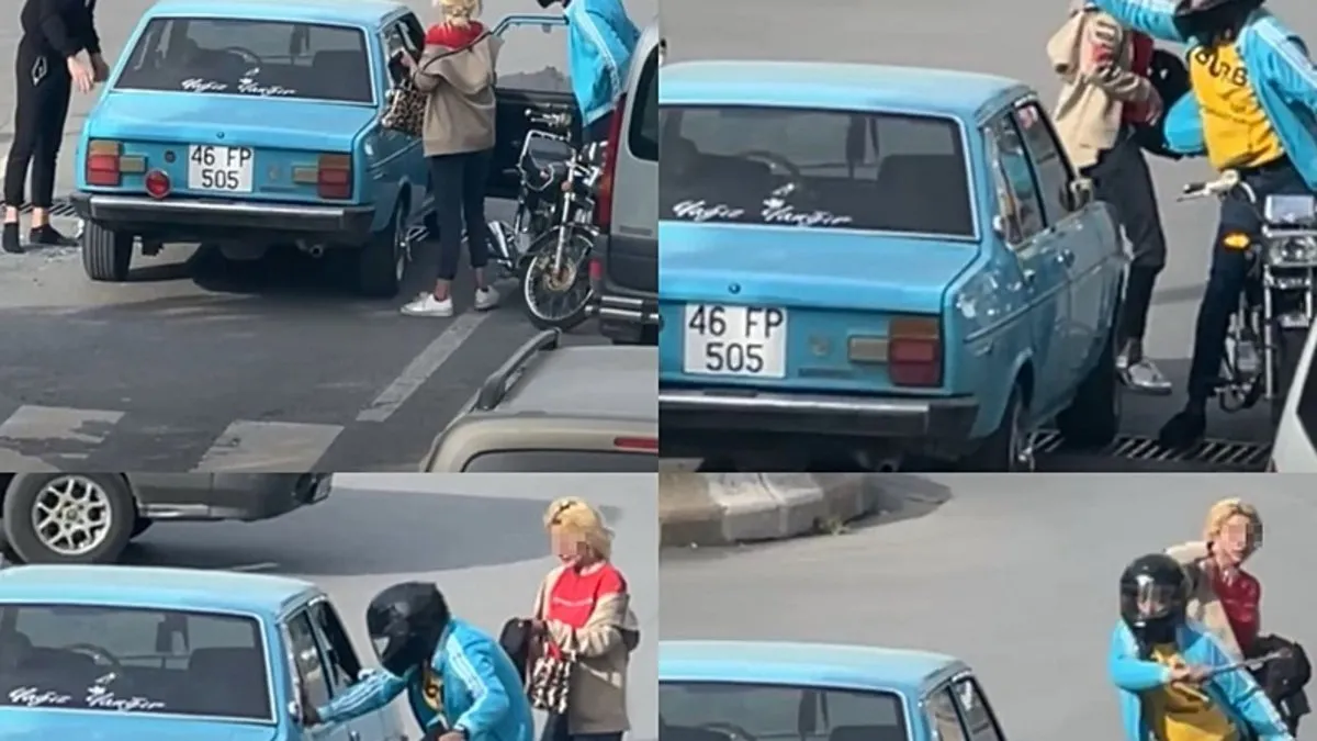 Trafikteki kavga kamerada: Öfkeli motosiklet sürücüsü bakın ne yaptı!