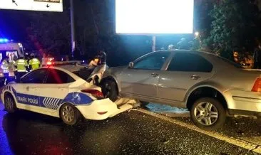 Otomobil, kazaya müdahale eden polis aracına çarptı: 1 yaralı