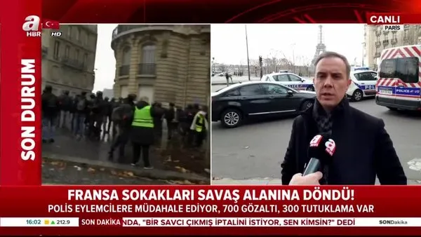 Gazeteci Melih Altınok, Paris'te 'Sarı Yelekliler' eylemini canlı yayında değerlendirdi