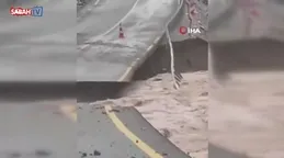 Kayseri’de sel yolu çökertti