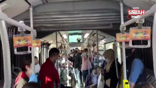 Metrobüsler ve duraklarda dikkat çeken yoğunluk | Video