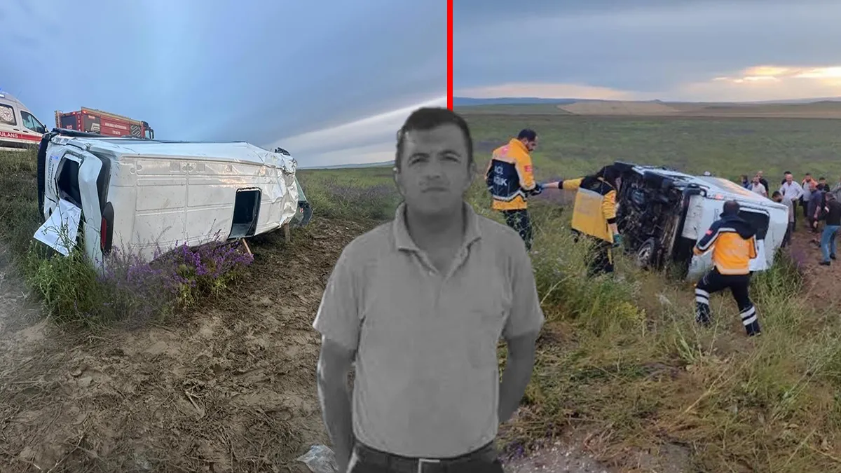 Konya'da işçi servisinin şarampole devrilmesi sonucu oluşan kaza yeri.