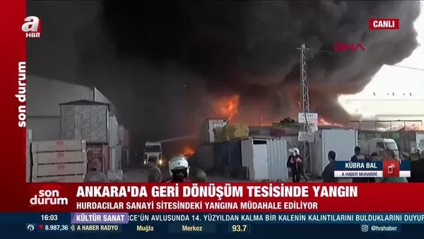 SON DAKİKA: Ankara'da geri dönüşüm tesisinde yangın | Video