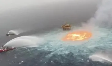 Meksika’da korkutan görüntüler! Denizin ortası alev alev yandı