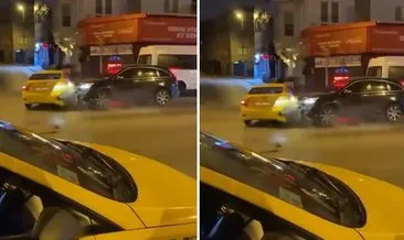 Görüntüler İstanbul’dan: Taksiyle kaçan kadını durdurmak için dehşet saçtı!