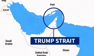 Hürmüz’ü Trump Boğazı olarak gösterdi