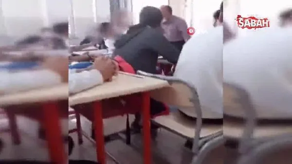 Felsefe öğretmeninden ders ortasında gürültü dayağı kamerada | Video