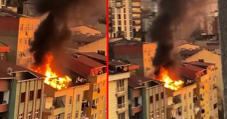 İstanbul Kağıthane’de 5 katlı binanın çatısında yangın