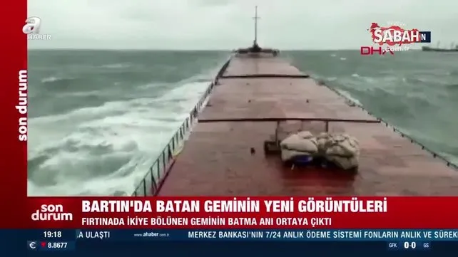 Bartın’da batan geminin dalgalarda kırılma anı görüntüleri ortaya çıktı | Video
