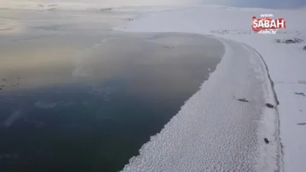 40 kilometrekarelik alana sahip Nazik Gölü dondu | Video