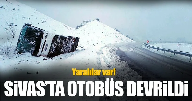 Sivas’ta otobüs devrildi: 16 yaralı