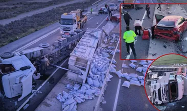 Aksaray’da akılalmaz zincirleme kaza! Yardım etmek için duran araca başka araç çarptı: 6 yaralı #aksaray