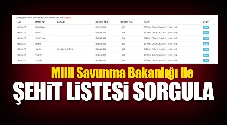 Milli Savunma Bakanligi Ile Sehit Listesi Sorgulama Sistemi Nasil Acilir Msb Ile Sehit Listesi Buradan Sorgula En Son Haber