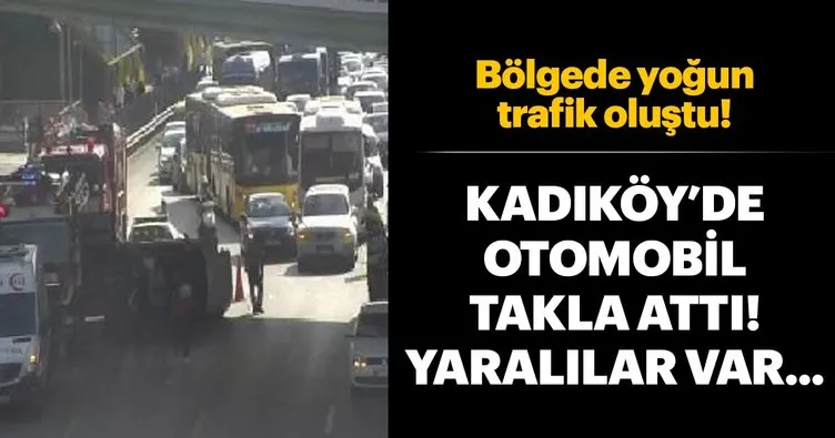 Kadıköy’de bir otomobil takla attı: 2 yaralı var