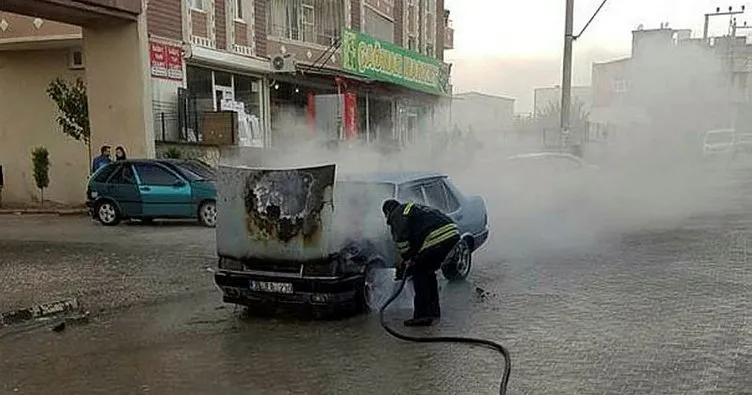 Diyarbakır’da seyir halindeki otomobil yandı
