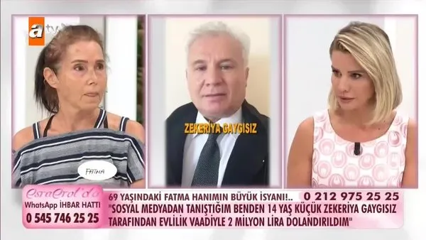 Esra Erol'da Fatma Hanım'ın ''2 Milyon TL'mi  dolandırdı'' dediği Zekeriya Gaygısız'dan canlı yayında şok açıklama | Video
