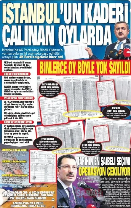 Türkiye İstanbul seçimlerindeki şaibe skandalını SABAH’tan okudu!