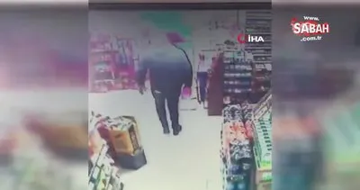 Market çalışanına yakalanan mama hırsızı kamerada