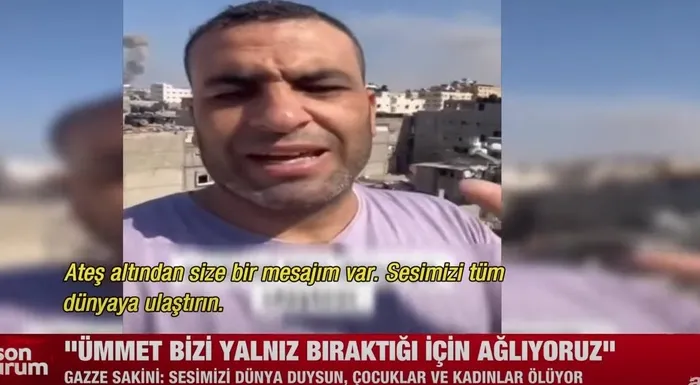 Gazze'den dünyaya böyle seslendi: Çocuklarımız kadınlarımız ölüyor korkmuyoruz! Ümmet bizi yalnız bıraktığı için ağlıyoruz