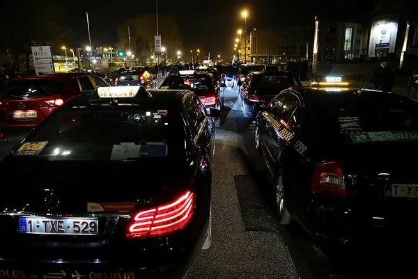 Brüksel'de Uber protestosu
