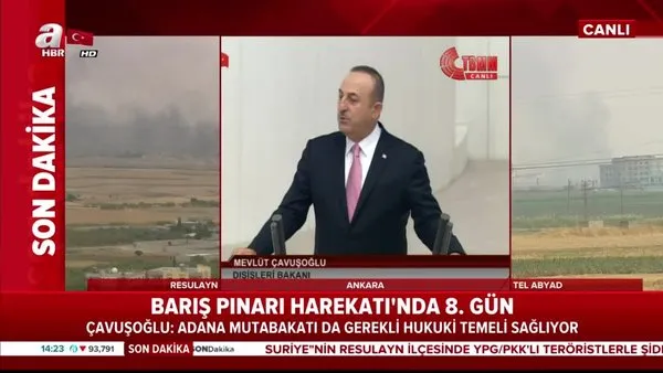 Dışişleri Bakanı Çavuşoğlu Meclis Genel Kurulu'nu Barış Pınarı Harekatı konusunda açıklamalarda bulundu